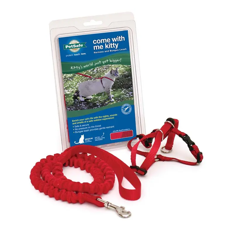 PetSafe Premier Come With Me Kitty Harness & Bungee Leash Combo Red/Cranberry MD