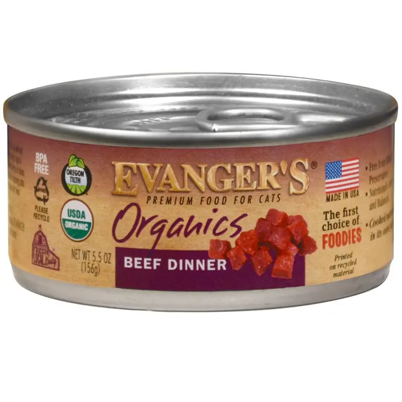 Evanger's Organics Wet Cat Food Beef 5.5oz