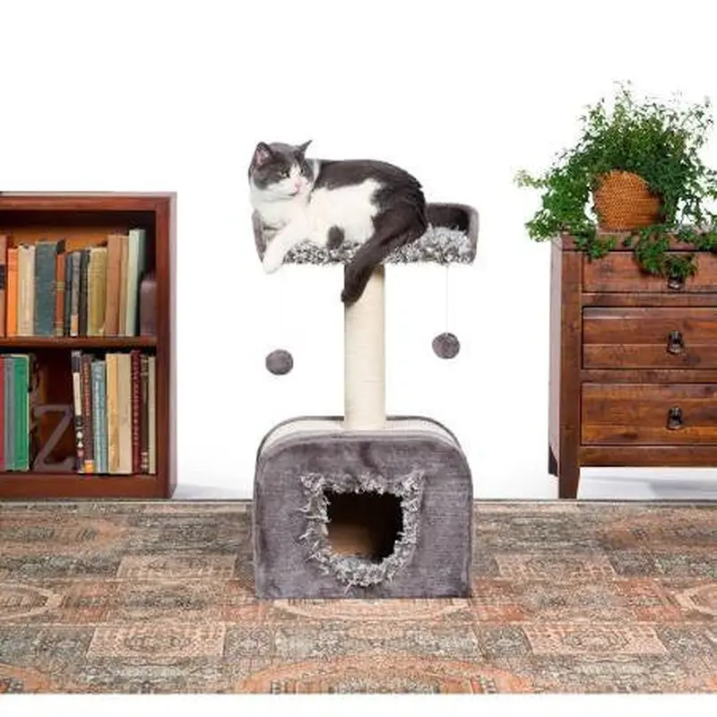 Prevue Kitty Power Paws Shag Hideaway 16" L x 12" W x 29" H 