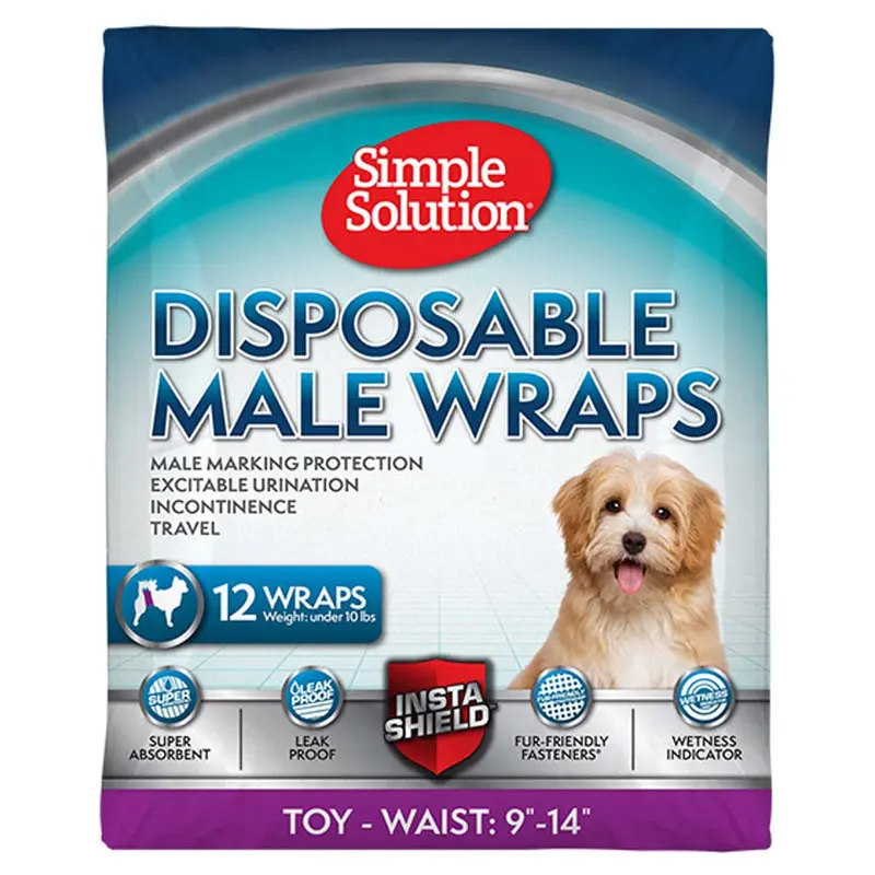 Simple Solution Disposable Male Wraps White XS 12pk