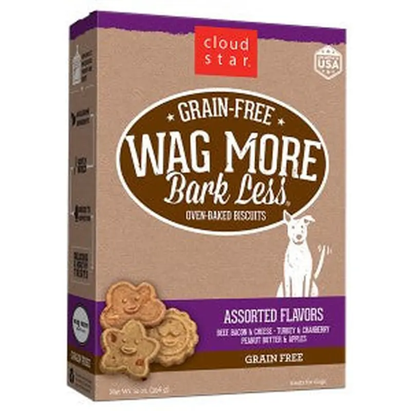 Cloud Star Wag More Bark Less Grain Free Oven Baked Treats: Assorted Flavors 14z 