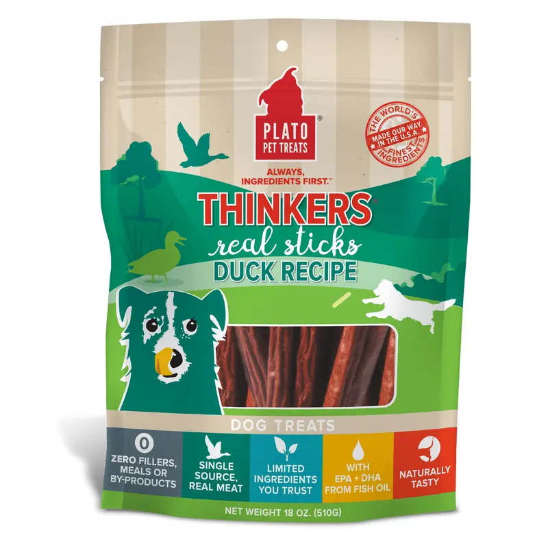 Plato Thinkers Duck Dog Treat 18oz 