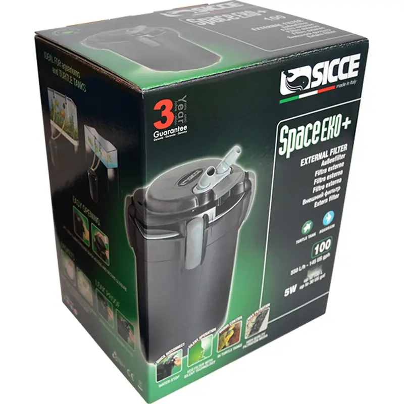 Sicce SPACE EKO 100 Canister Filter - up to 30 gallon aquariums - 145 GPH