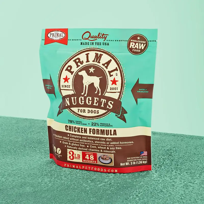 Primal Raw Frozen Nuggets Chicken Formula Dog Food 3lb