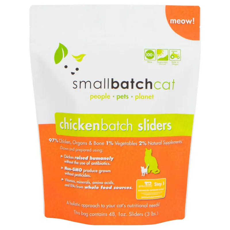 Small Batch Frozen Chicken Sliders Raw Cat Food 9lb