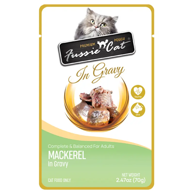 Fussie Cat Premium Mackerel in Gravy Pouch 2.47oz