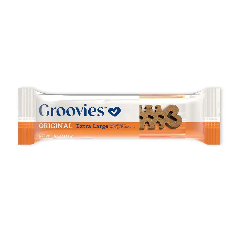 Groovies Dog Dental Chew X-Large Each - For Dogs 50-100+ lb