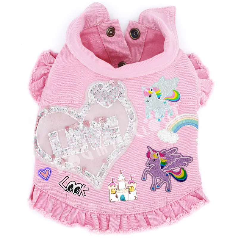 Love Unicorns & Rainbows Denim Dog Jacket