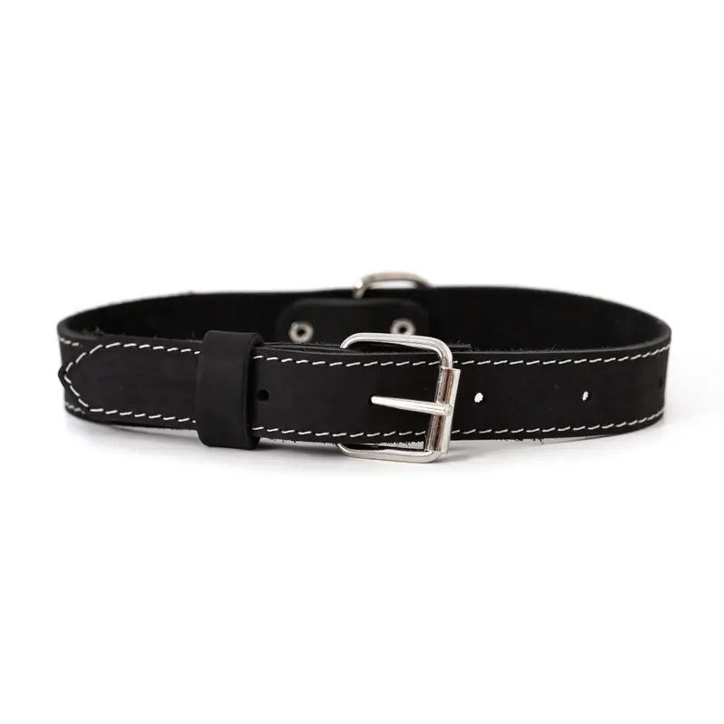 Traditional Black Leather Dog Collar