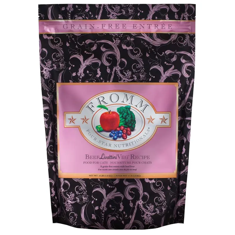Fromm 4 Star Adult Grain-Free Beef Livattini Veg Dry Cat Food (4lb)