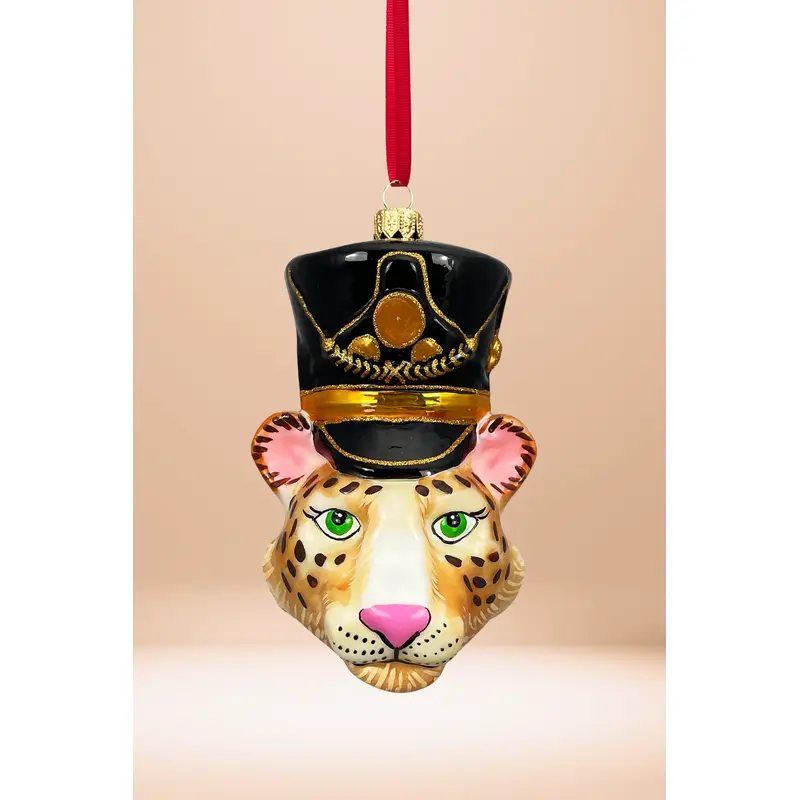 KRG Leopard Head Polish Glass Ornament