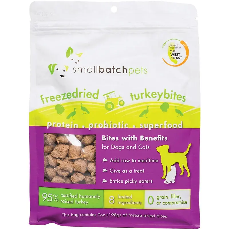 Small Batch Pets Freeze-Dried Turkey Bites Dogs & Cats 7oz