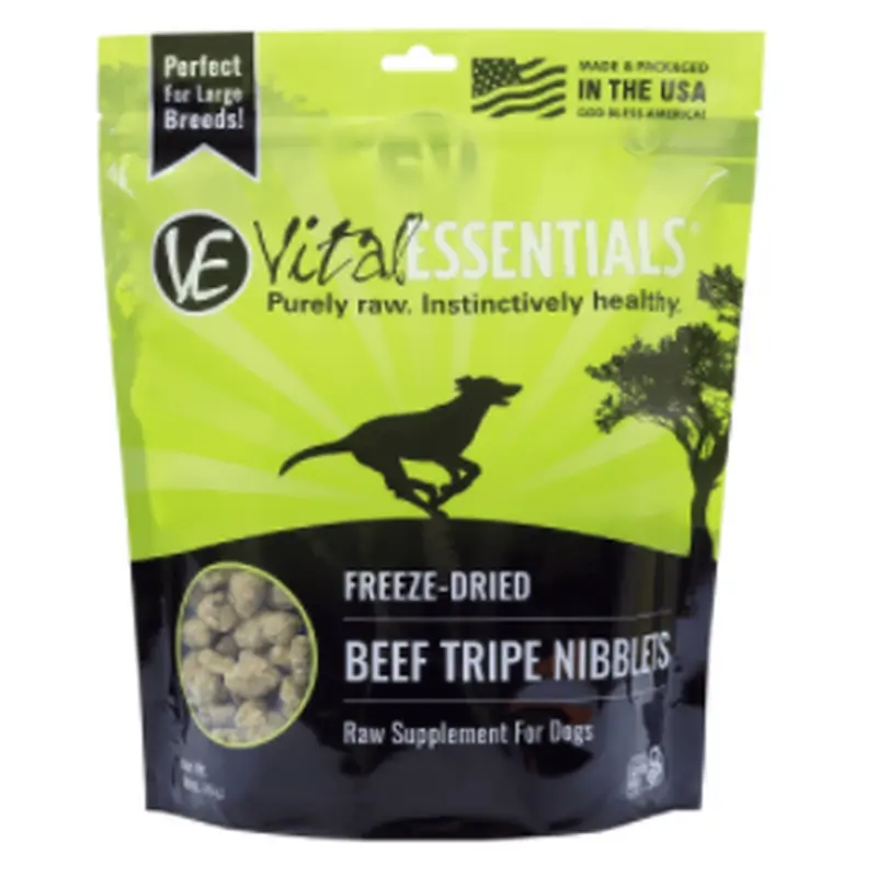 Vital Essentials Freeze-Fried Beef Tripe Nibblets Raw Supplement For Dogs 14oz