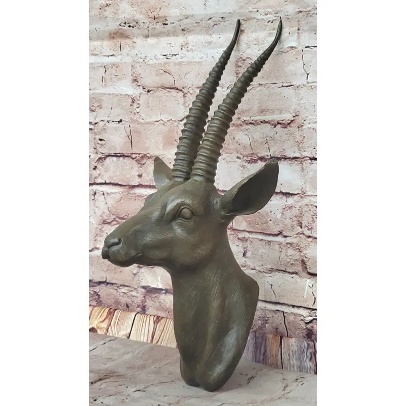 Graceful Gazelle Bronze Sculpture Bust with Intricate Details - Wall Mounted