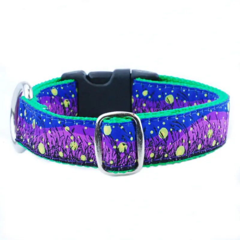 2 Hounds Design Dog Collar - Small 10-14" - Lightning Bugs