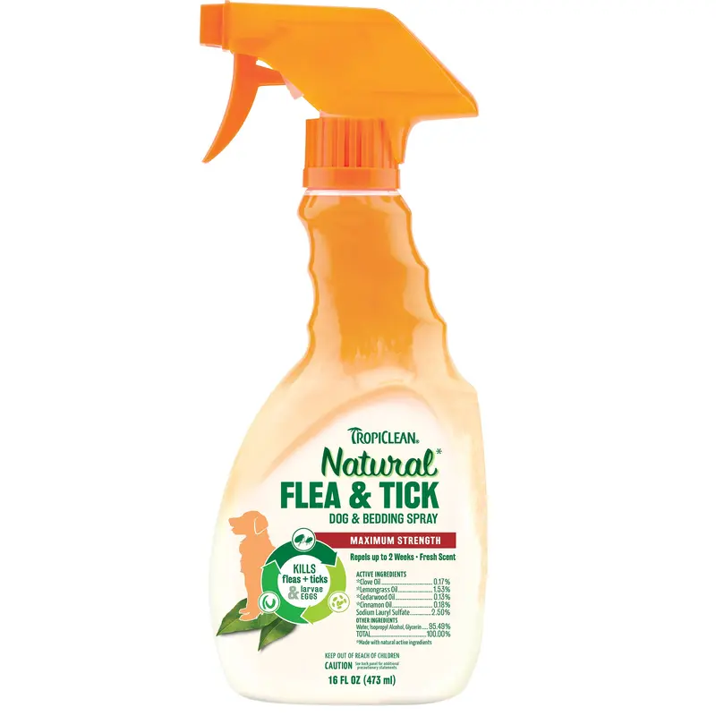 Tropiclean Natural Flea & Tick Spray For Pets 16oz