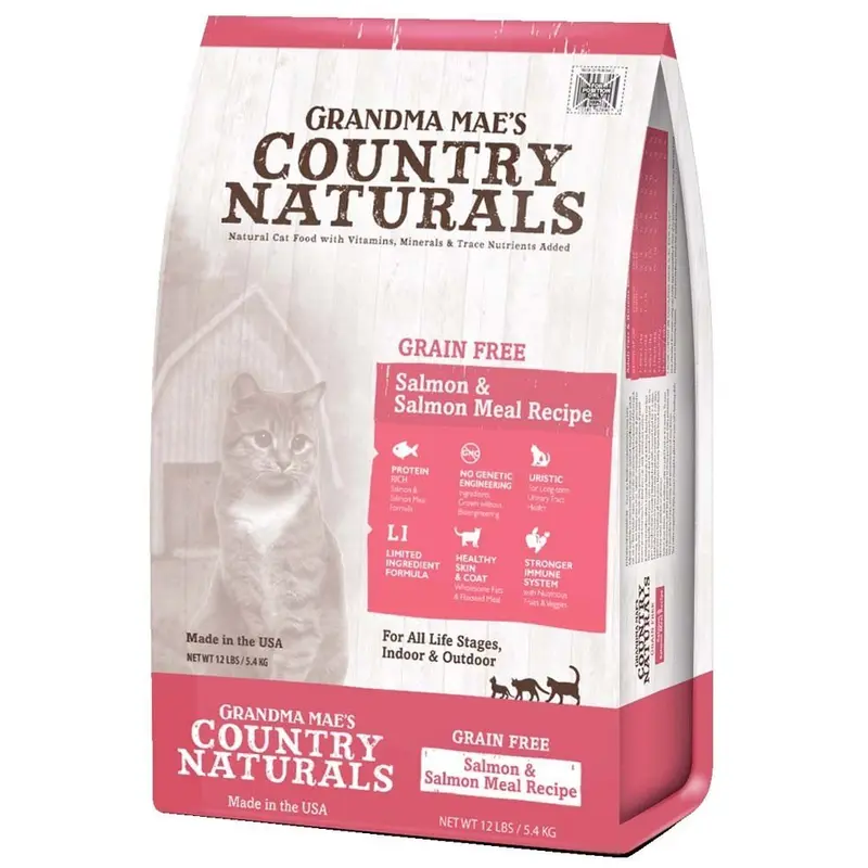 Grandma Mae s Country Naturals Grain-Free Salmon Meal Recipe Dry Cat Food  3 Lb