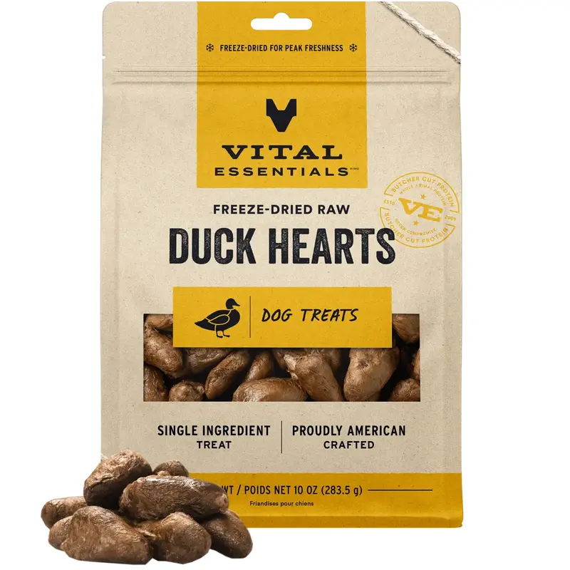 Vital Essentials Freeze Dried Duck Heart 10 oz.
