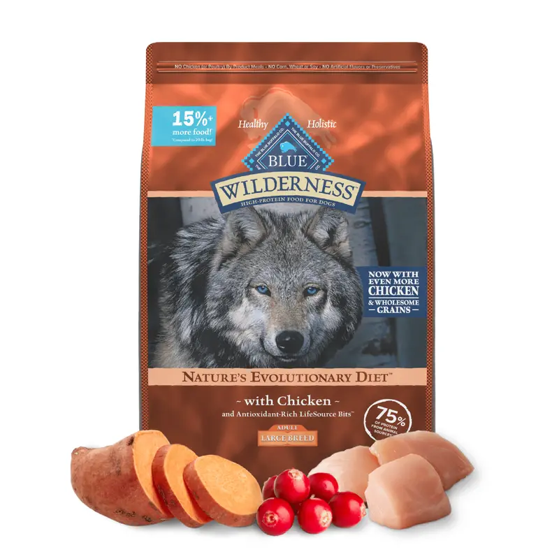 Blue Buffalo Wilderness Adult Large Breed Chicken with Wholesome Grains Dry Dog Food (24lb)