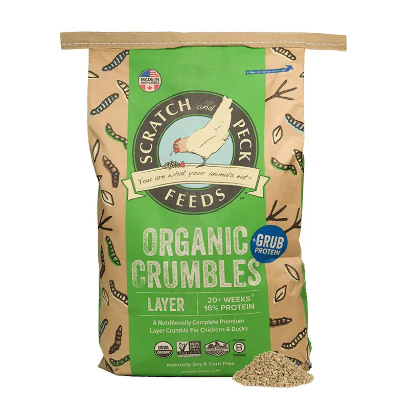 Scratch & Peck Organic Layer Crumbles + Grub Protein 35lb