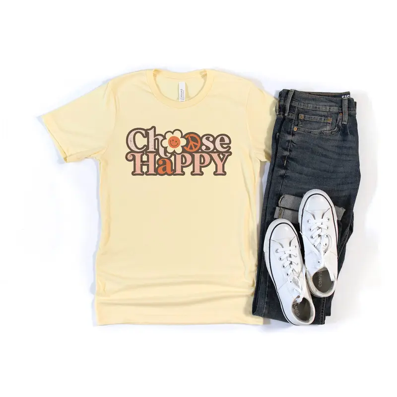 CHOOSE HAPPY  Shirt People Shirts Printed Tshirt Human Dog Gear Unisex