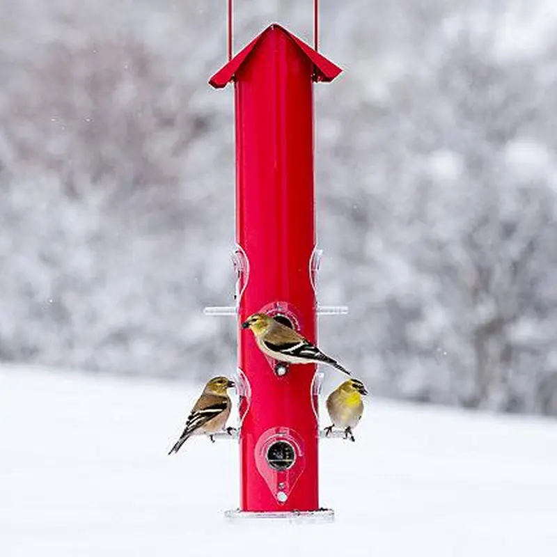 Perky-Pet Red Metal Tube Bird Feeder - 1.5 lb Seed Capacity