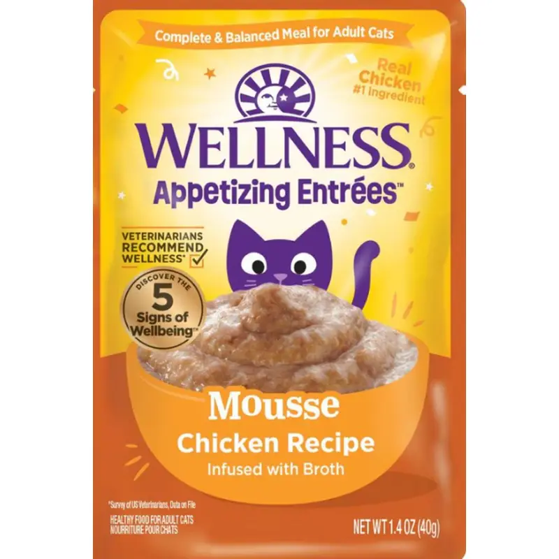 Wellness Appetizing Entrees Mousse Cat Food Pouch Chicken & Broth Recipe 1.4oz