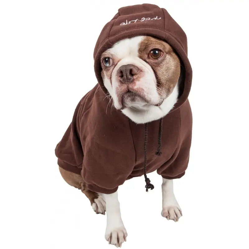 Pet Life Fashion Plush Cotton Hooded Brown Dog Sweater
