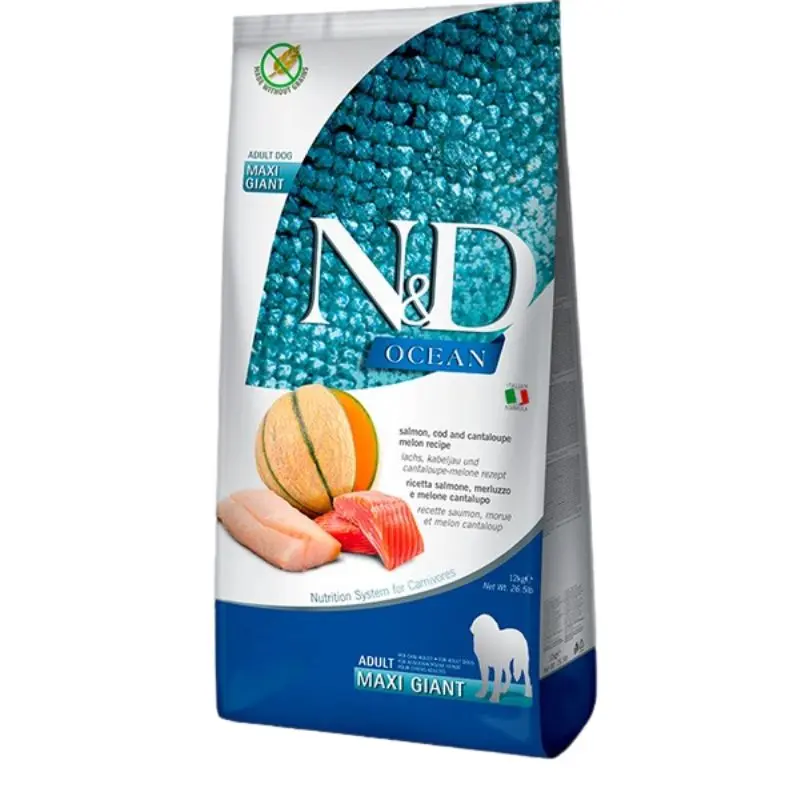 Farmina N&D Ocean Grain Free Max/Giant Dry Dog Food - Salmon, Cod, & Cantaloupe - 26.4lb Bag