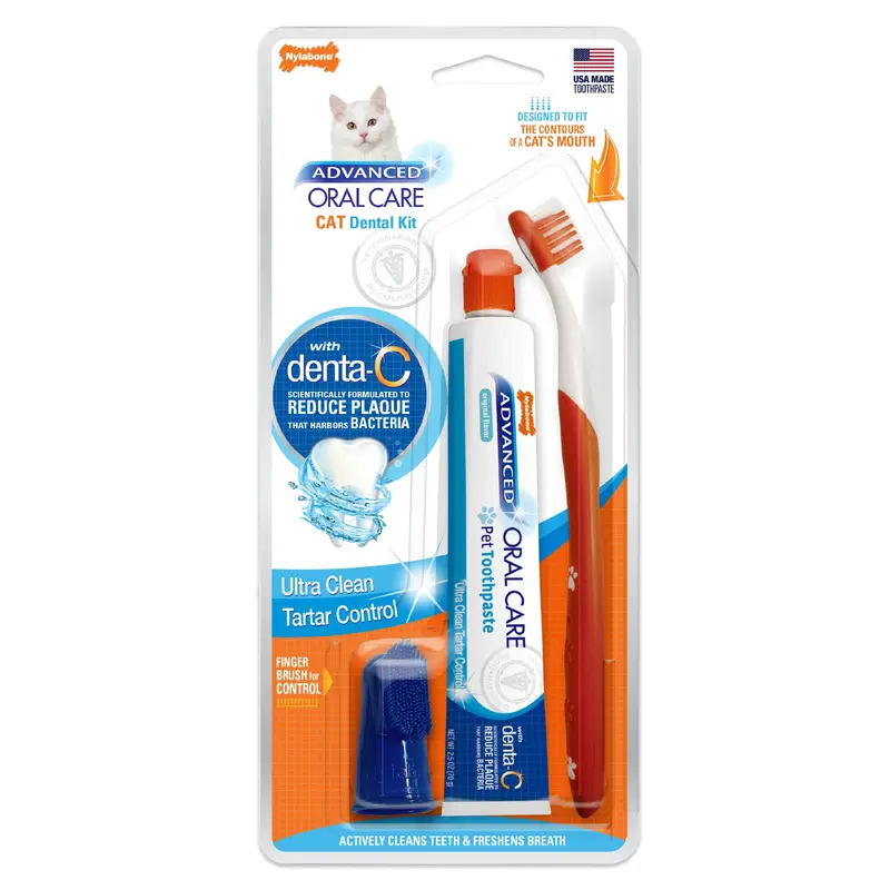 Nylabone Advanced Oral Care Cat Dental Kit, Original Flavor, 2.5oz