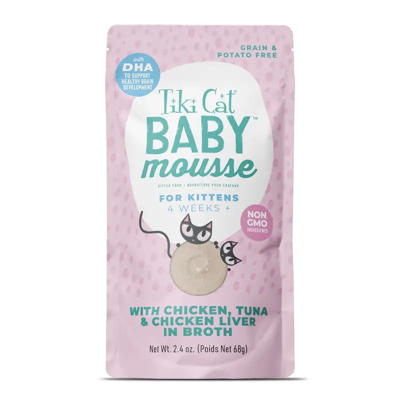 Tiki Cat Baby Mousse Wet Cat Food, Chicken, Tuna & Chicken Liver, 2.4 oz. Pouch