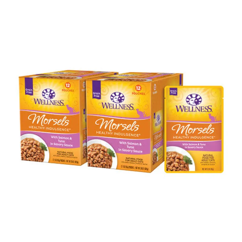Wellness Adult Pouch Healthy Indulge Morsels Salmon and Tuna Wet Cat Food (3oz)