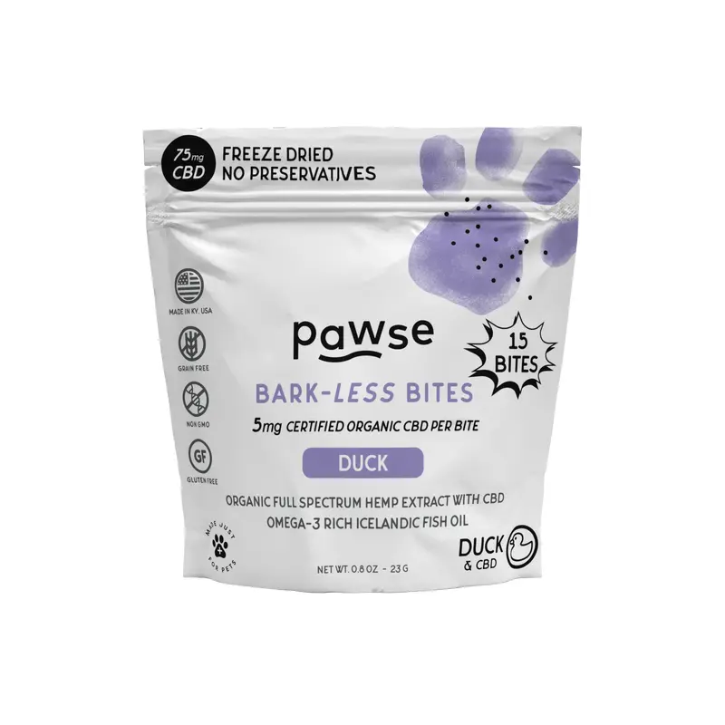 Pawse Bark-Less Bites Duck (5 MG CBD Per Bite) - For All Pets