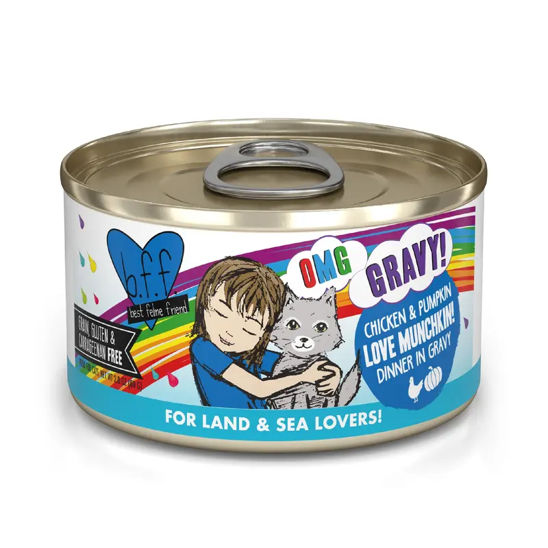 Weruva B.F.F. Oh My Gravy 2.8oz Canned Cat food Love Munchkin
