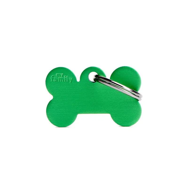 My Family ID Basic Small Aluminum Green Bone ID Tag