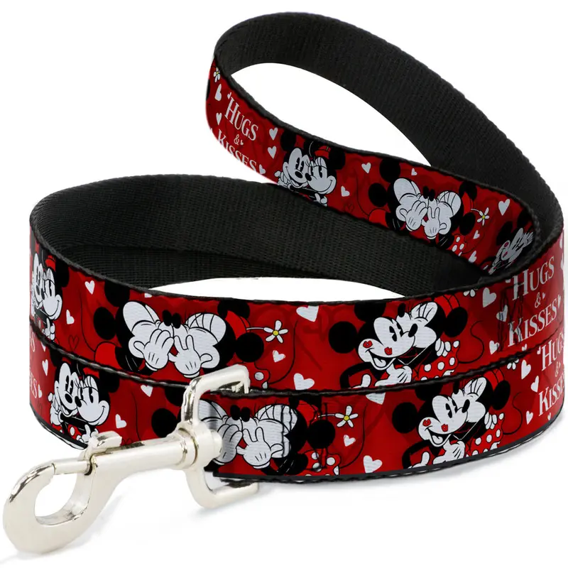 Dog Leash - Mickey & Minnie HUGS & KISSES Poses Reds/White