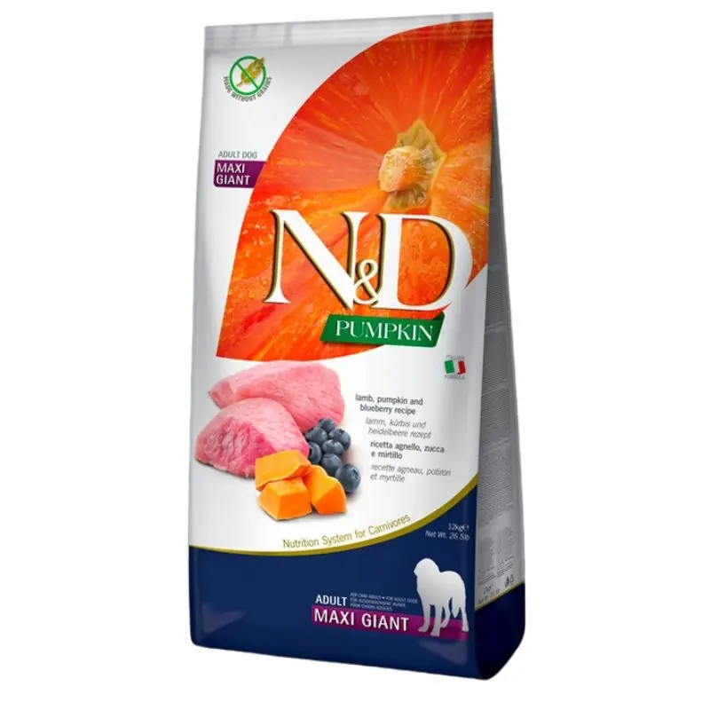 Farmina N&D Pumpkin Grain Free Maxi/giant Dry Dog Food - Lamb & Blueberry  - 26.4lb