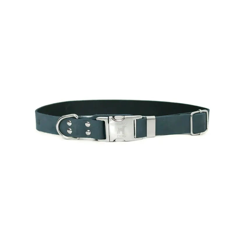 Modern Style Quick-Release Blue Jeans Leather Dog Collar