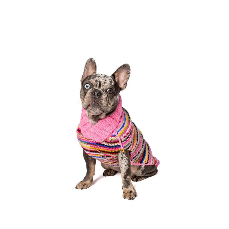Pink Muli Cable Knit Sweater