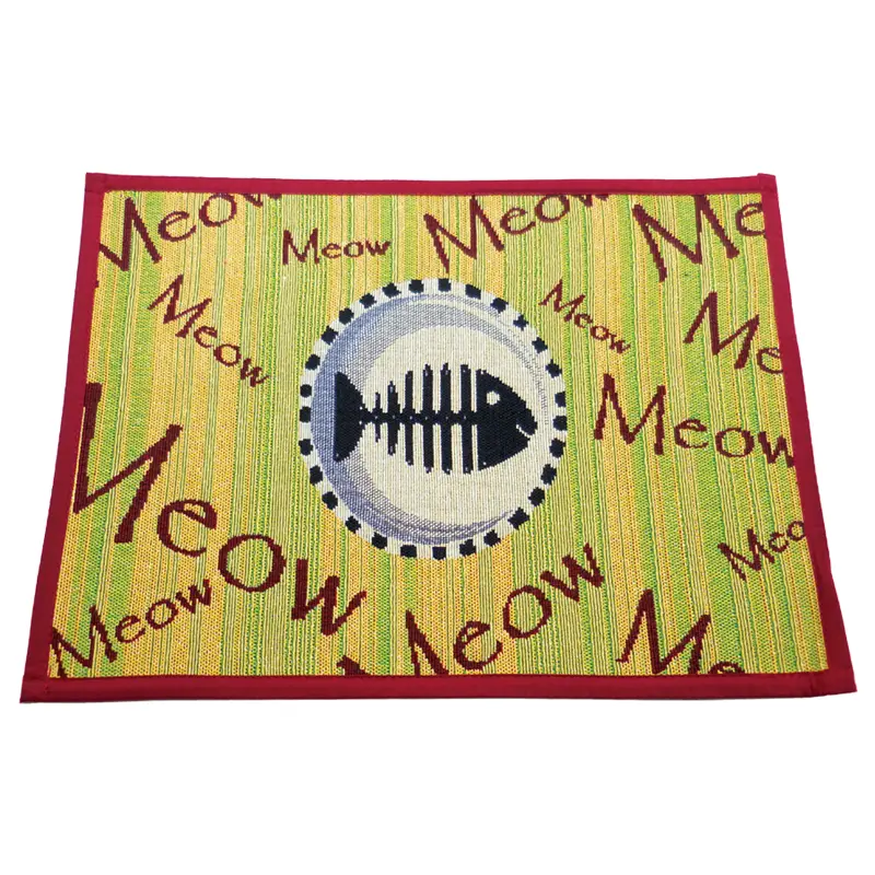 Arlee Pet Products Meow Meow Tapestry Bowl Mat