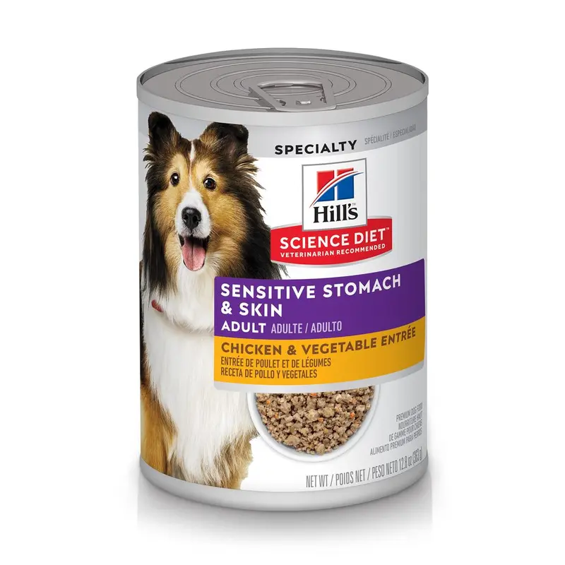 Science Diet Adult Sensitive Stomach & Skin Chicken & Vegetable Entre (12.8oz)
