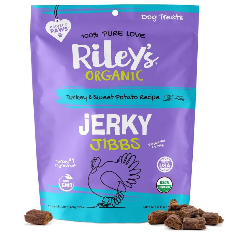 Riley's Organic Turkey & Sweet Potato Jerky Jibbs Dog Treats 5oz