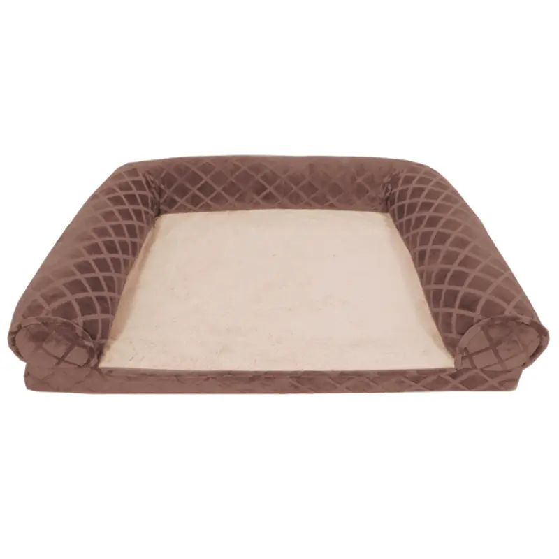 Arlee Pet Products Lily Rectangle Bolster Brown Orthopedic Dog Bed