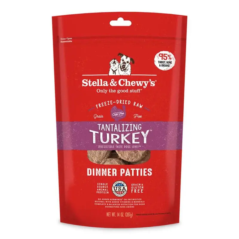 Stella & Chewy's Tantalizing Turkey Freeze-Dried Raw Dinner Patties Dog Food 14oz