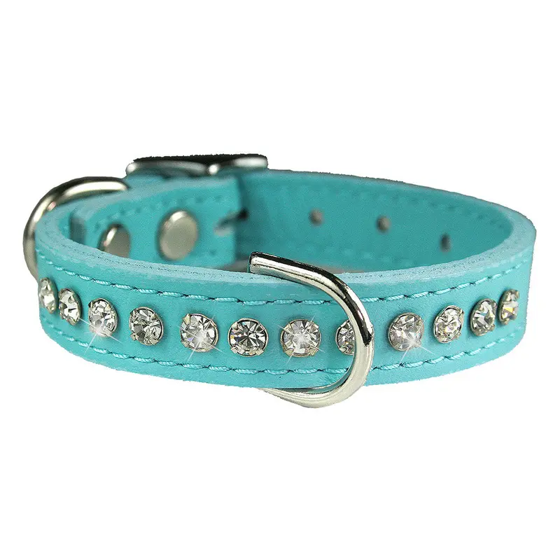 Baby Blue Signature Leather Crystal Collar