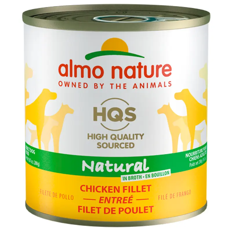 Almo Nature HQS Natural Chicken Fillet Entree Canned Dog Food: 9.87- Oz Cans, Case of 12