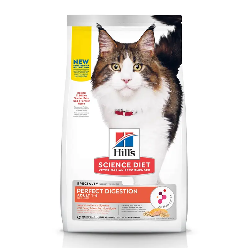 Hill's Science Diet Adult Perfect Digestion Salmon Dry Cat Food, 6 lbs.