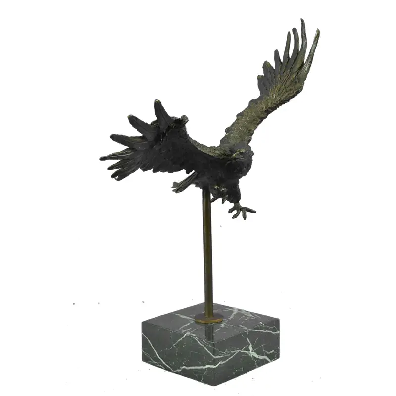 Flying High American Eagle Bronze Sculpture by Milo Bird Art Deco Statue Decor