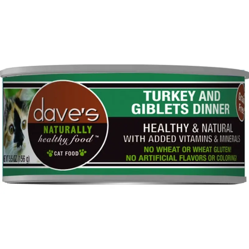 Dave's Naturally Healthy Turkey and Giblets Pate Dinner Canned Cat Food