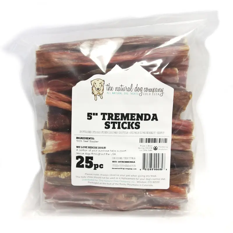 The Natural Dog Company Beef Tripe Tremenda Sticks 5" Dog Treats 25pcs